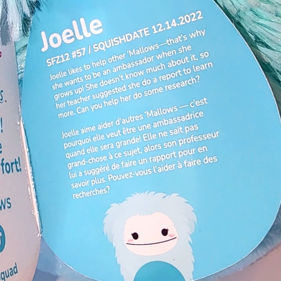 JOELLE 🐾 RARE Tag Teal Bigfoot Fuzzamallow Original Squishmallow NW0T - Picture 4 of 9